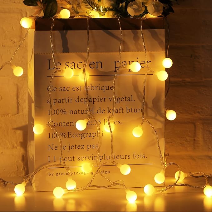 33Feet 100 LEDs Globe String Lights, 8 Modes USB Ball String Lights with Remote for Indoor/Outdoor Commercial Decor, Gardens, Patio, Wedding, Party, Bedrooms, Christmas Decorations, Warm White-Ruum Studio Home