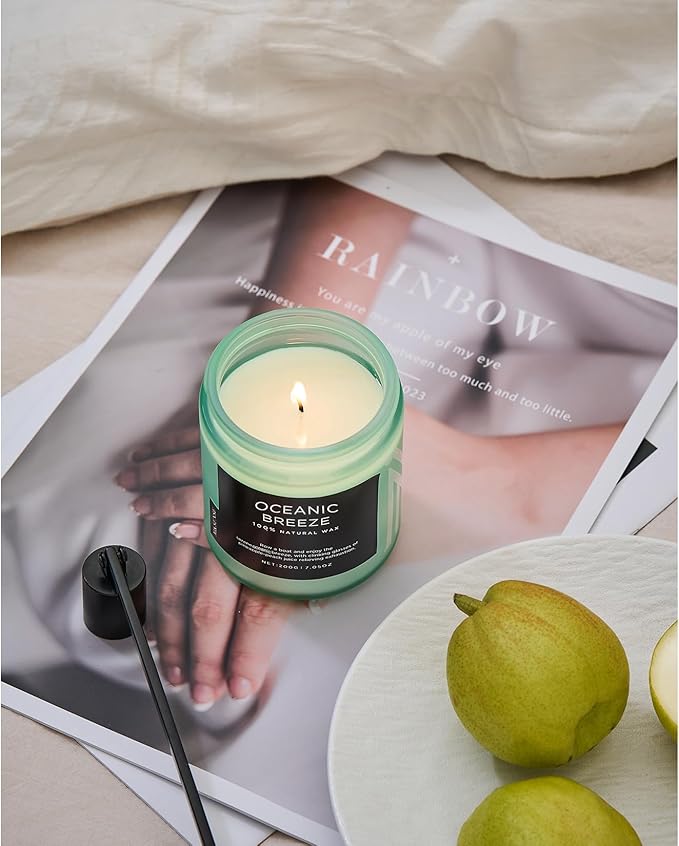 M&SENSE Candle Oceanic Breeze Scented Candle, Long Lasting Pineapple & Mango Scented Natural Soy Wax Candles 7.05oz 50 Hours Burn for Home Scented, Stress Relief Gifts for Women/Men-Ruum Studio Home