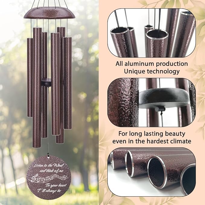 Personalized Sympathy Wind Chime, Memorial Wind Chimes for Loss of Loved One, Bereavement in Memory Wind Chimes, Sympathy Gifts in Memory of Father, Mother or a Loved One-Ruum Studio Home
