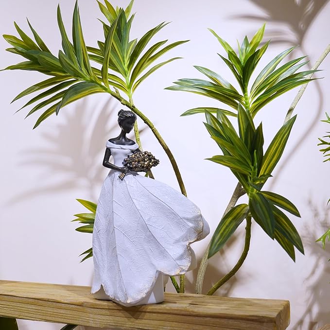 Guichifun Fairy Statue Collection Home Decoration - White Leaf Angel Girls Resin Home Decor for Outside or Inside Rustic Garden Outdoor Yard Decorations Figurines Memory Gift 7.5 x 4.5 x 11.5 Inch-Ruum Studio Home