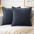 MIULEE Pack of 2 Couch Throw Pillow Covers 16x16 Inch Dark Blue Farmhouse Decorative Pillow Covers with Stitched Edge Soft Chenille Solid Dyed Spring Pillow Covers for Sofa Bed Living Room-Ruum Studio Home