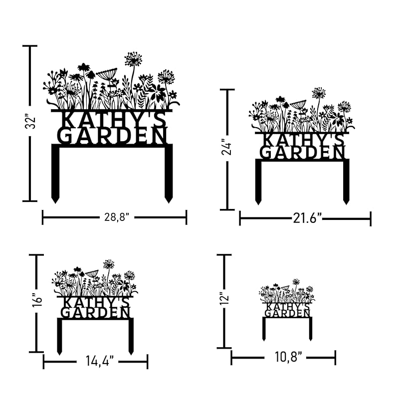 Custom Flowers Metal Garden Decor, Sign for Flower Beds, Personalized Flowers Garden Sign with Stakes, Metal Yard Art, Gift for Grandmother, Patio Decor, Farmhouse Decorations, Mom Gift-Ruum Studio Home