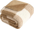 LURKA Checkered Sherpa Fleece Queen-Size Bed Blanket - Extra Thick and Warm Winter Soft Fuzzy Plush Blanket for Couches, Beds & Pets, Brown, 90x90 Inches-Ruum Studio Home