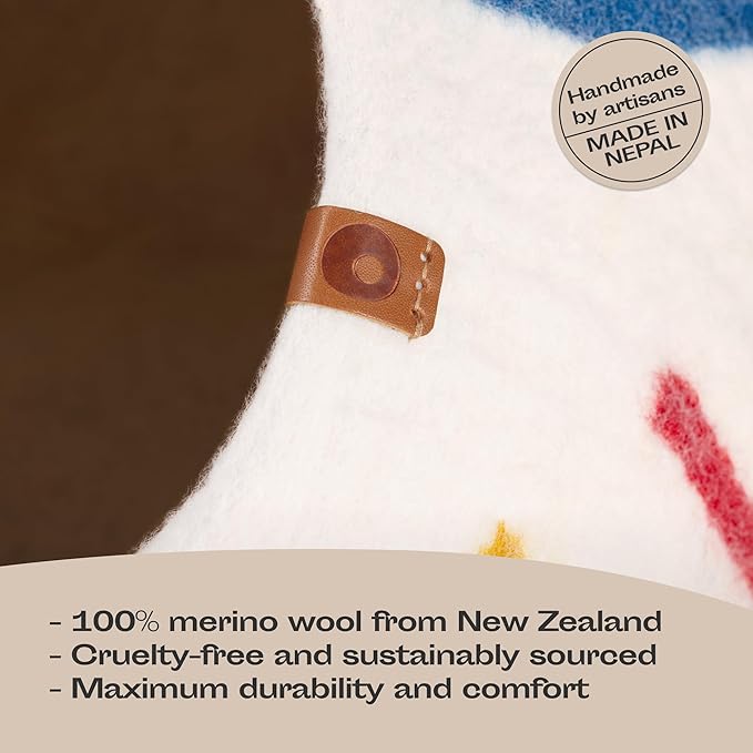 MEOWFIA Cat Cave – Premium Felt Cat Bed for Indoor Cats, Handmade 100% Merino Wool (Large, Ivory Rainbow)-Ruum Studio Home
