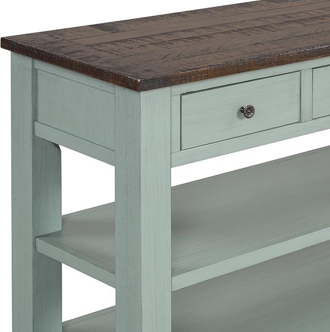 Farmhouse Wood Entryway Console Table 48-Inch Modern Sofa Entry Table with Drawers and Storage Shelves for Entrance Living Room (Green)-Ruum Studio Home