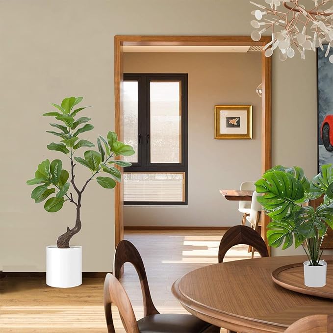 Artificial Fiddle Leaf Fig Tree 49" Fake Potted Tree with Trunks Artificial Tree Realistic Fake Plant for Modern Home Office Living Room Floor Decor Indoor Outdoor-Ruum Studio Home