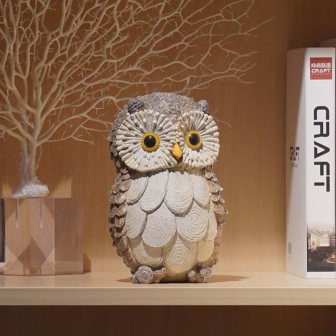 Guichifun Owl Statue Home Decor Accents - Cute Owl Figurines for Shelf Bookshelf TV Stand Décor Bedroom Office Decorations Ideal Gift for Owl Lovers 5 x 5 x 8 Inch-Ruum Studio Home