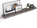 Floating Shelves for Wall, 55"x9.3" Rustic Solid Live-Edge Elm Wood Wall Shelves, Heavy-Duty Floating Shelves with Invisible Brackets, Set of 2 for Living Room, Bedroom, and Kitchen, Grey Finish-Ruum Studio Home