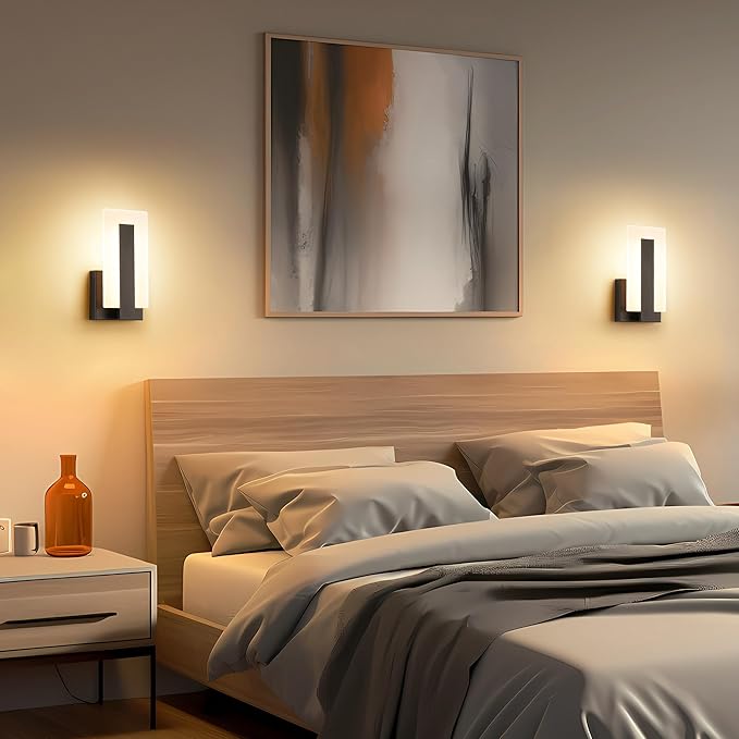 Joosenhouse Modern LED Wall Sconces Up and Down Wall Mount Light Black 3000K Warm White Wall Lights Set of 2, Indoor Wall Lighting for Hallways, Bedrooms, Hallways, Living Room Indoor Wall Lights-Ruum Studio Home