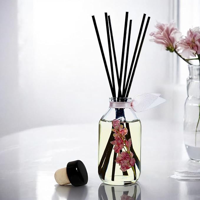 LOVSPA Reed Diffuser Set, Pink Tuberose Scented Oil Diffuser with Sticks, Home Fragrance Accessories for Bathroom Shelf Decor, Aroma Diffusers for Home or Office Desk, USA Made-Ruum Studio Home