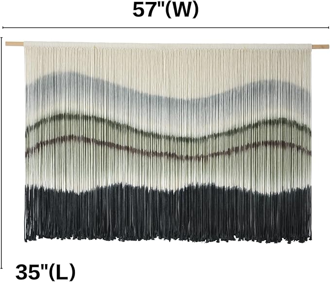 Macrame Wall Hanging Dip-Dye Large Macrame Wall Decor Boho Home Decor Scale Fiber Wall Art Yarn Craftsmanship Art 57" Wx 35" L-Ruum Studio Home