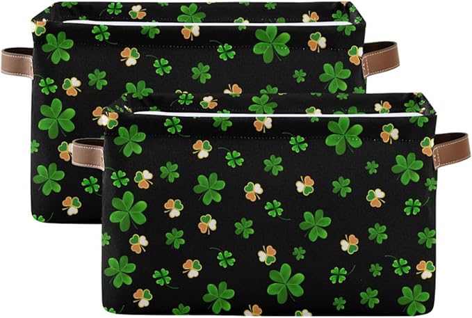Storage Basket St Patrick's Day Cube Storage Bins Organizer Bag Collapsible Closet Shelf Baskets with handle for Baby Cloth Pet Toy Book 14.2×10.2×8.3 IN-Ruum Studio Home