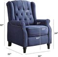 CANMOV Push Back Recliner Chair Set of 2, Modern Fabric Wingback Recliner Chair, Comfy Armchair Single Sofa Accent Chair with Padded Seat and Nailhead Trim, Tufted, Dark Blue-Ruum Studio Home