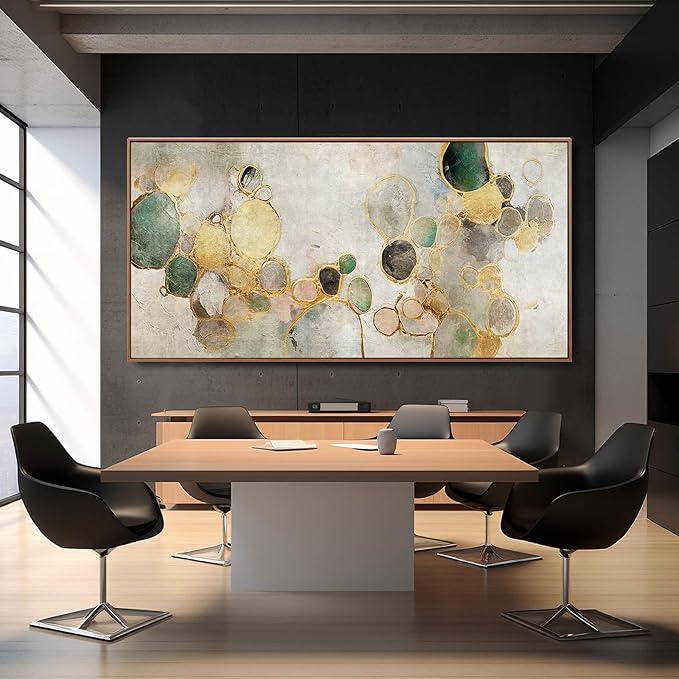 YJYart Circle Canvas Wall Decor Green and Gold Wall Art Posters Abstract Wall Decorations 36"x70" Home Decor for Bedroom Living Room-Ruum Studio Home