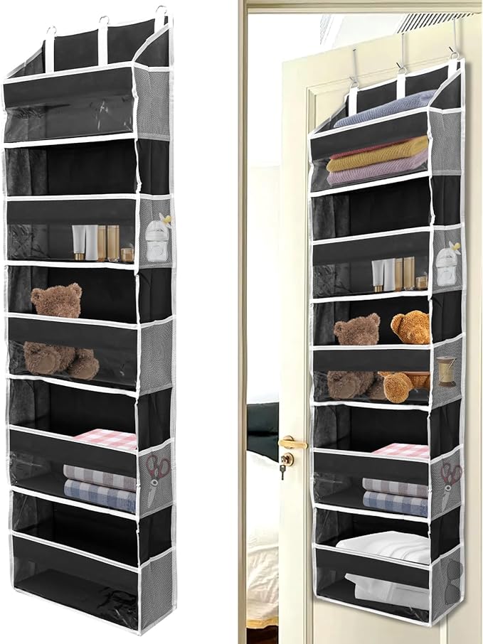 Over the Door Organizer with 5 Large Pockets and 10 Side Mesh Pockets Visible Closet Hanging Organizer Large Capacity Behind Door Storage Organizer for Home Office Bathroom Bedroom-Ruum Studio Home