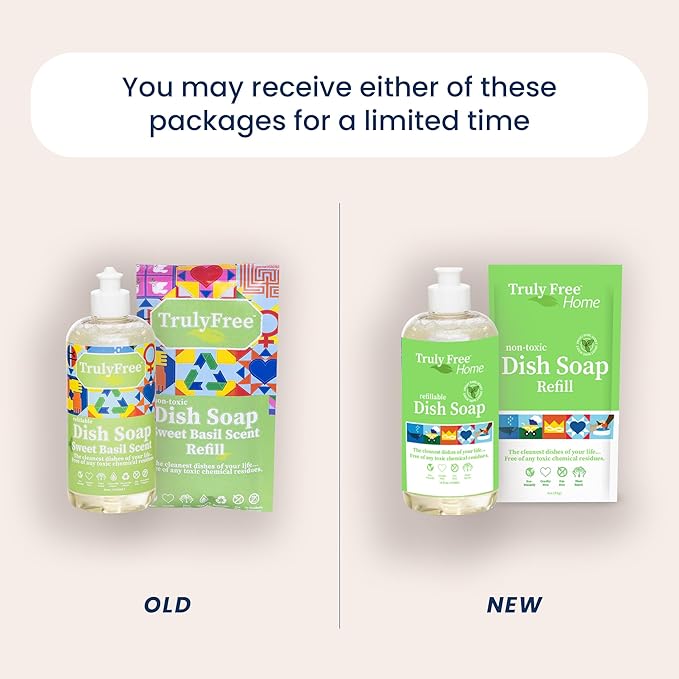 Natural Concentrated Dish Detergent Dishwashing Liquid | Plant-Based Dish Soap | Sweet Basil Fresh Scent | 2 Refill Packs with 1 Empty Refillable Squeeze Bottle (16 Oz)-Ruum Studio Home