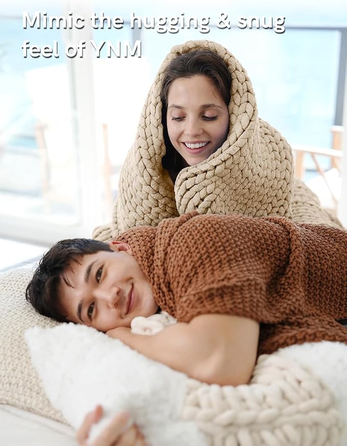 YnM Chunky Throw Blanket, Medium-Weight, Hand Knitted, Skin Friendly, Ventilated and Breathable, Machine Washable, Home Décor Piece for Couch, Sofa and Bed (Beige, 50x70 Inch)-Ruum Studio Home