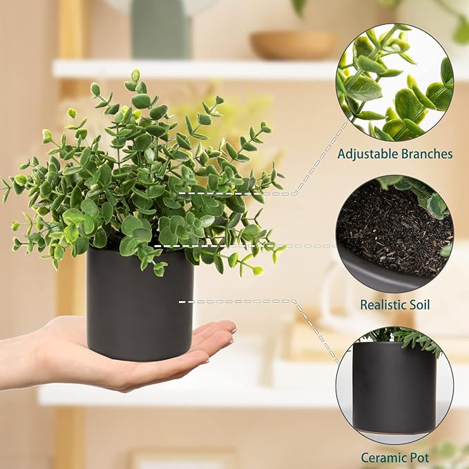 3 Pack Small Fake Plants for Shelf Decor Accents with Ceramic Pot Artificial Potted Plants for Rustic Farmhouse Decor Faux Plants Indoor Fake Potted Plants Artificial for Home Office Bookshelf Decor-Ruum Studio Home