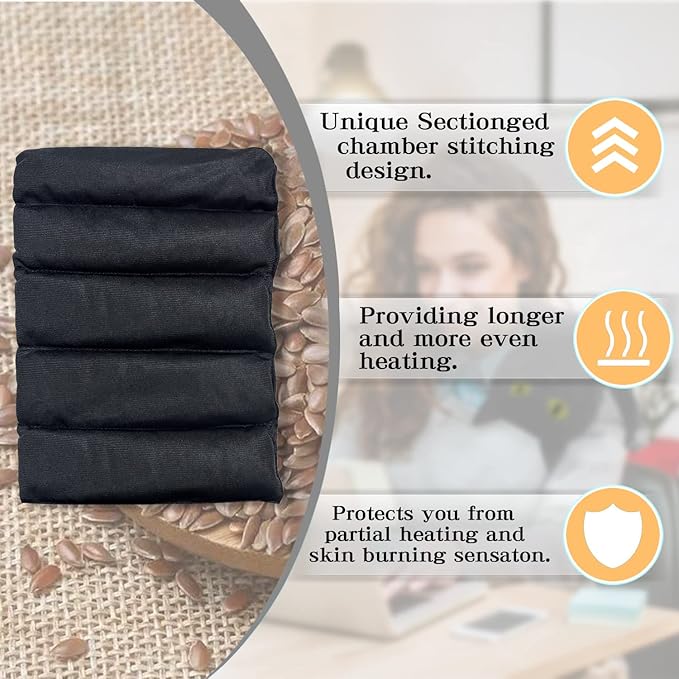 Microwave Heating Pad for Pain Relief, 17" x 9" Microwavable Heating Pads for Cramps, Back Pain, Neck Shoulder, Muscles, Knee, Joints, Natural Heat Pack Moist Heat, Black Cat-Ruum Studio Home