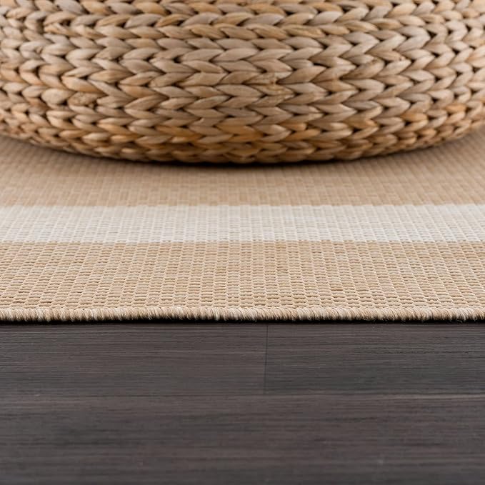 CAMILSON Outdoor Rug 8x10, Modern Outside Rugs for Patios Porches Waterproof Durable Washable Non-Shedding, Easy-to-Clean Indoor Outdoor Area Carpet (8 x 10, Bordered - Beige/White)-Ruum Studio Home