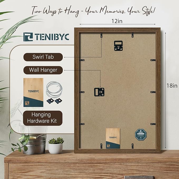 12x18 Poster Frame 3 Pack - Brown Woodgrain, Wood Poster Frame, HD Tempered Glass, Wall Gallery Picture Photo Frame-Ruum Studio Home