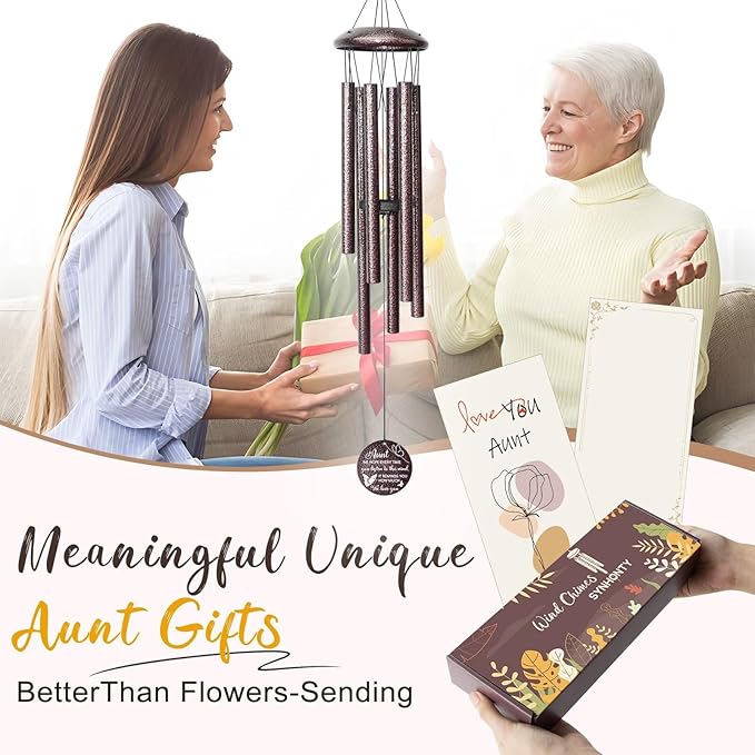 Gifts for Aunt, 25''Wind Chimes, Birthday Gifts for Aunt from Nephew Niece, Best Aunts Ever Gift for Women,Thanksgiving,Christmas Day Gift Ideas for Love Rreminder.-Ruum Studio Home