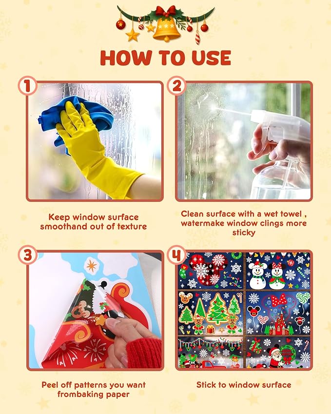 Christmas Window Clings - 9 Sheets 166 Pcs Cute Xmas Decorations for Winter Holiday Home Party, Santa Snowman Tree Snowflake Gingerbread Stickers for Glass, Double-Sided Static Window Decals-Ruum Studio Home