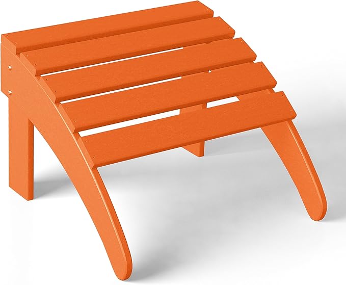 WestinTrends Outdoor Ottoman, Patio Adirondack Ottoman Foot Rest, All Weather Poly Lumber Folding Foot Stool for Adirondack Chair, Widely Used for Outside Porch Pool Lawn Backyard, Orange-Ruum Studio Home