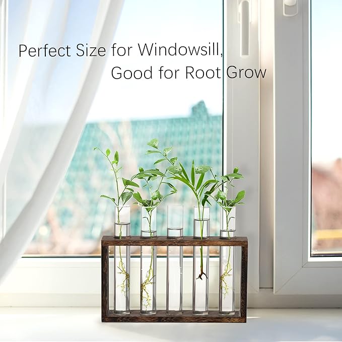 XXXFLOWER Wall Hanging Terrarium Planter with 5 Test Tubes,Wall Planters for Indoor Plants,Plant Lover Gifts for Women Garden Office Decoration-Ruum Studio Home