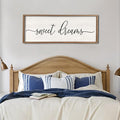 Sweet Dreams Wall Decor Above Bed 40''×15'' Master Bedroom Large Sweet Dreams Sign Farmhouse Wall Decor Guest Room Wood Rustic Framed Over Bed Wall Art Hanging Decoration (Wood White)-Ruum Studio Home