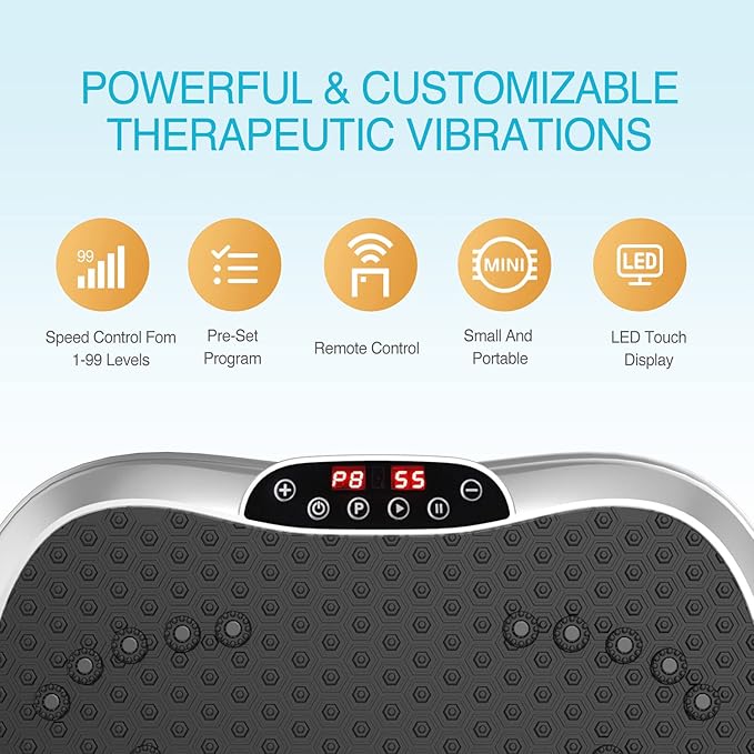 AXV Vibration Plate Exercise Machine Whole Body Workout Portable Mini Vibrate Fitness Platform Lymphatic Drainage Machine for Weight Loss Shaping Toning Wellness Home Gyms Workout (Mini)-Ruum Studio Home