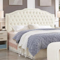 24KF Upholstered Button Tufted King Size Headboard with Nailhead Trim, Elegant Boucle Fabric California King headboard, 6031-K-Boucle-Ivory-Ruum Studio Home