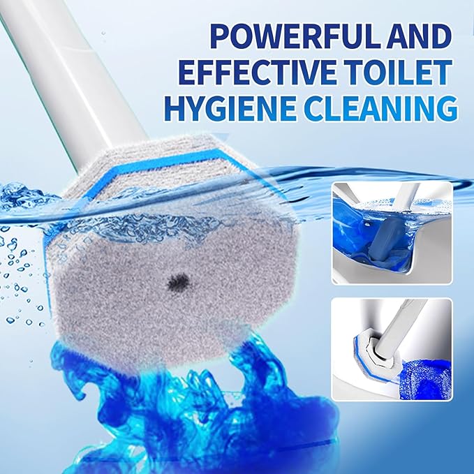 Disposable Toilet Brush Cleaning System with 50pcs Refills Pads Replacement Heads, Toilet Cleaning Stick, Wall Mounted Toliet Wand Kit Bathroom Maintenance, Toilet Bowl Cleaner Wands Holder and Set-Ruum Studio Home