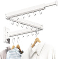 Laundry Rack Wall Mounted,Clothes Drying Rack,Drying Rack Clothing,Clothes Rack,Laundry Hanger Rack,Laundry Drying Rack,Drying Rack Wall Mounted,Retractable ,Collapsible,White Color（J-type Hooks）-Ruum Studio Home