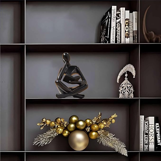 Bookshelf Decor Thinker Statue - Abstract Style Thinker Sculptures Modern Aesthetic Figurine Decoration Statues for Home Decor-Zuo Si-Black-Ruum Studio Home