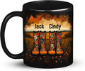 Custom Couple Mug with Floral Boots Design, Personalized Name Coffee Mug 11oz 15oz, Fall Inspired Ceramic Coffee Cup, Custom Autumn Scene Black Cup, Gifts for Boyfriend, Girlfriend-Ruum Studio Home