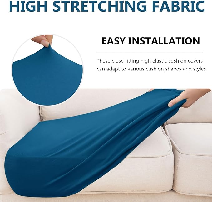hyha Waterproof Couch Cushion Covers, Stretch Sofa Couch Seat Slipcover for Dog Washable, Non-Slip Waterproof Outdoor Cushion Covers for Patio Furniture Replacement (2 Pieces, Deep Teal)-Ruum Studio Home