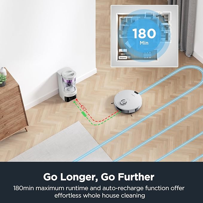 Eureka Robot Vacuum with Bagless Self Emptying Station, 2 in 1 Robotic Vacuum and Mop Combo, 60-Day Capacity, 4000Pa Suction, Auto Lifting Mop, LiDAR Navigation,NER E10s-Ruum Studio Home