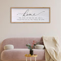 Home The Story of Who We Are Sign Farmhouse Family Wall Decor 32x12 Inch Plaque Wood Framed Art for Hanging (Wood)-Ruum Studio Home