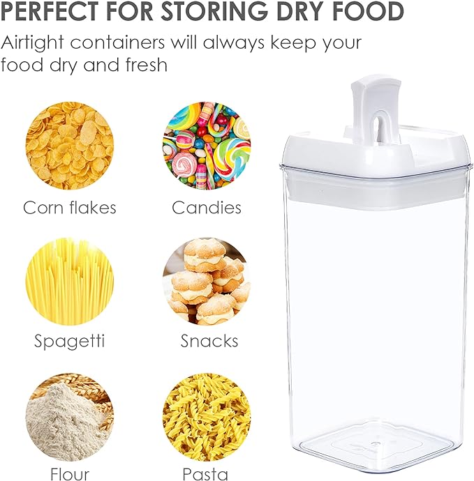 Vtopmart 6 PCS Airtight Food Storage Containers, BPA Free Plastic Snack Cereal Containers with Easy Lock Lids, for Kitchen Pantry Organization and Storage, Include 24 Labels, 1.2L-Ruum Studio Home