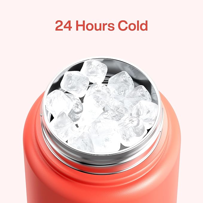 Insulated Water Bottle with Straw Stainless Steel Water Bottle, Leak-Proof, BPA-Free, Double Wall Vacuum Keeps Cold for 24 Hours for Sports, Travel, School (32 oz, Tawny Orange)-Ruum Studio Home