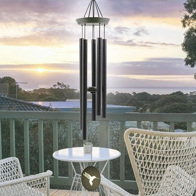 Hummingbird Outdoor Wind Chimes for Outside - 33" Tall, Tuned Melody, Memorial Gift for Mom/Grandma, Weather-Resistant, Perfect Decoration for Patio, Garden, Yard & Indoors-Ruum Studio Home