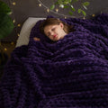 NEWCOSPLAY Super Soft King Blanket Purple Premium Silky Flannel Fleece 3D Clouds Stylish Jacquard Lightweight Bed Blanket All Season Use 350GSM (Purple, King(90"x110"))-Ruum Studio Home