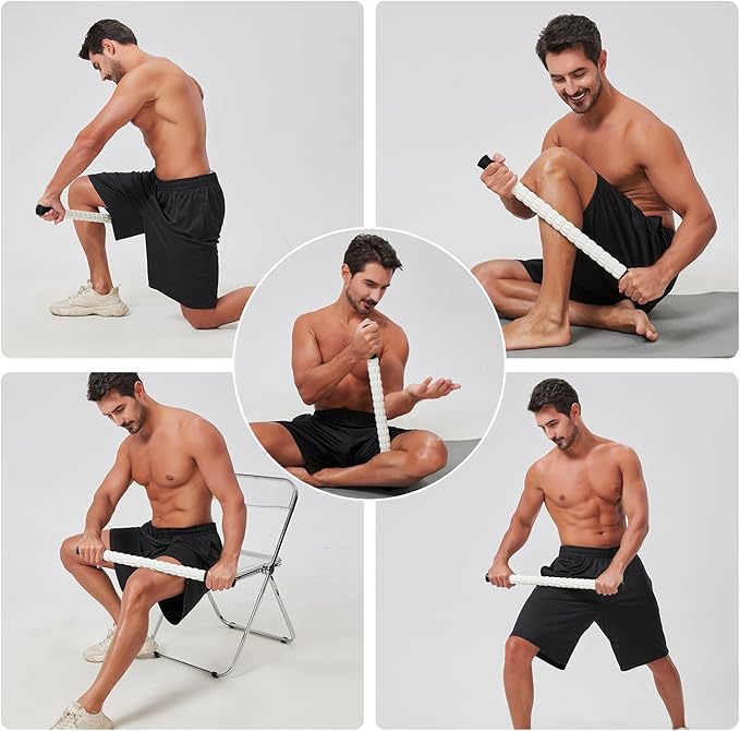 MZDXJ Muscle Roller Stick for Athletes - Deep Tissue Fascia Blaster & Roller Massager for Myofascial Pain Relief - Handheld Physical Therapy & Recovery Tool(-Black White-24 inch)-Ruum Studio Home