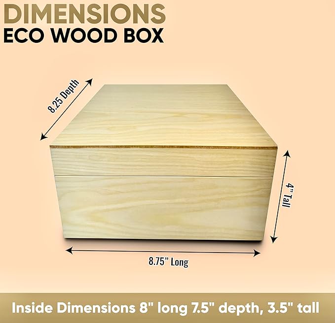 Blake & Lake Wooden Box with Hinged Lid - Solid Maple Wood Eco Box - Wood Storage Box with Lid - Wooden Keepsake Box - Decorative wooden boxes with lids (Maple)-Ruum Studio Home