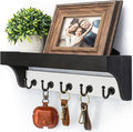 Rebee Vision Key Holder Wall Mount with Shelf - Decorative 2-Color Key Rack with 5 Rustic Key Hooks and Primitive Wood Mail Organizer Wall Mount - Modern Farmhouse Entryway Decor (Black & White)-Ruum Studio Home