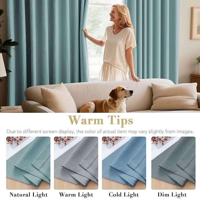 H.VERSAILTEX Blackout Curtains for Bedroom Thermal Insulated Room Darkening Living Room Curtains 84 Inch Long Grommet Privacy Protection Window Curtain Panels/Drapes, 2 Panels, Mineral Blue-Ruum Studio Home