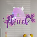 CRYPTONITE Custom Stickers Name Wall Decor with Purple Flower | Custom Name & Initial for Purple Wall Decor | Flower Wall Decals for Bedroom Decor I Custom Decal for Baby Girl Nursery Decor(E. Floral)-Ruum Studio Home