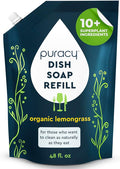 Puracy Natural Dish Soap Refill - Skin-Softening Plant-Based Liquid Dishwashing Detergent Soap, Clean-Rinsing Water-Sheeting Formula (Organic Lemongrass, 48 fl oz)-Ruum Studio Home