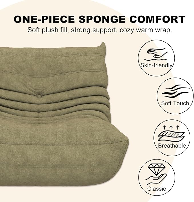 Bean Bag Chair for Adults, Bean Bag Sofa - Adult Size with Soft Waterproof Fabric for Living Room, Apartments, Reading Corner, Gaming, and Movie Venue (Olive Green)-Ruum Studio Home